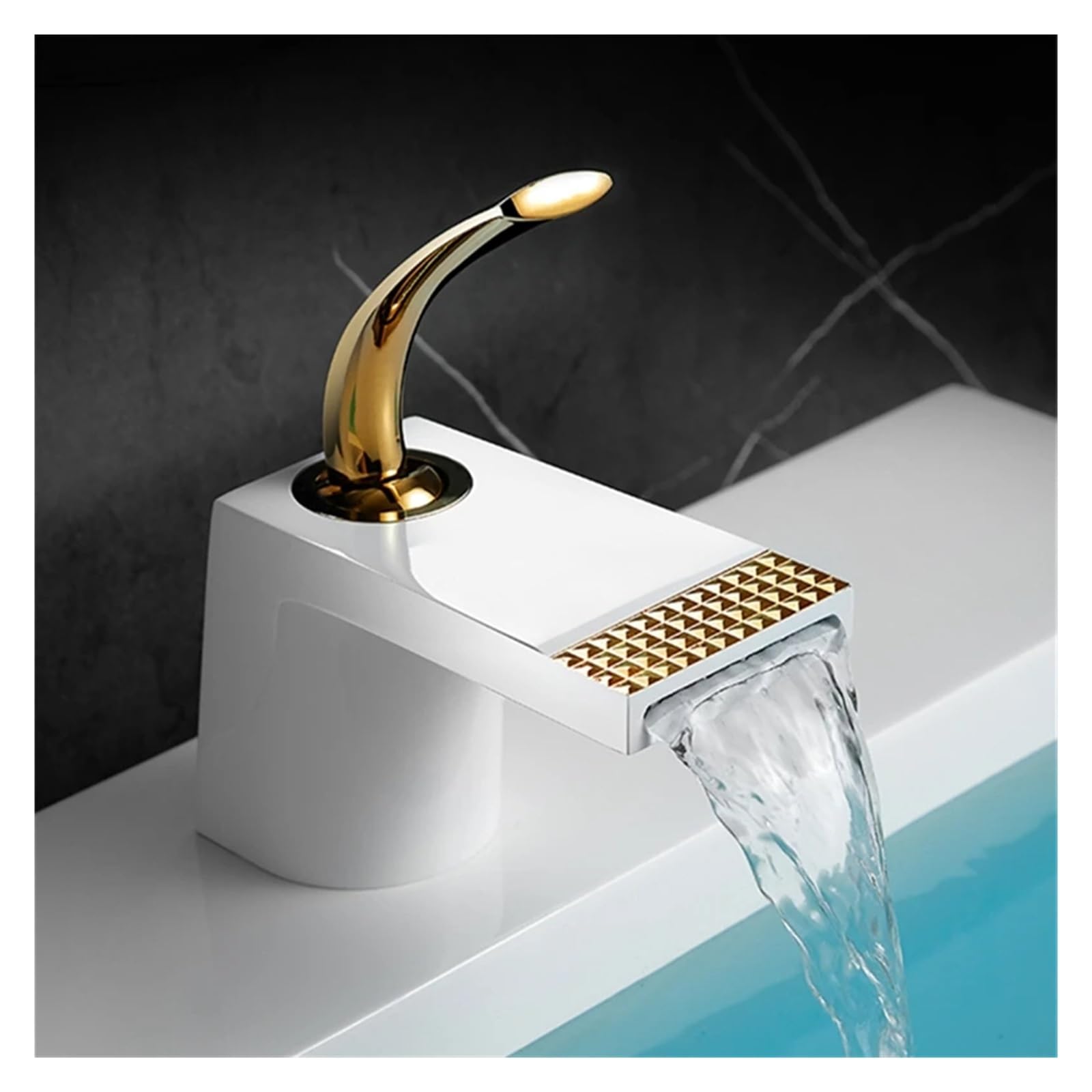 BHFPFZA ry Rose d Waterfall Basin Faucet - Modern Hot & Cold Mixer Tap for Bathroom & Kitchen Sink Slish Black & White h Household Faucet