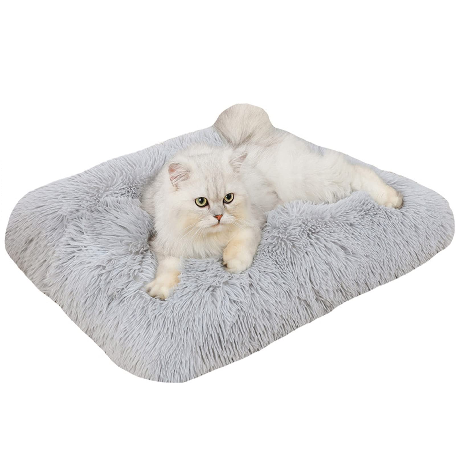 Cama calmante para perros y gatos, colchón ortopédico para perros, cama extraíble y lavable, antideslizante, para perros grandes, medianos y pequeños, gatos, cachorros (50 x 35 x 3 cm, gris)