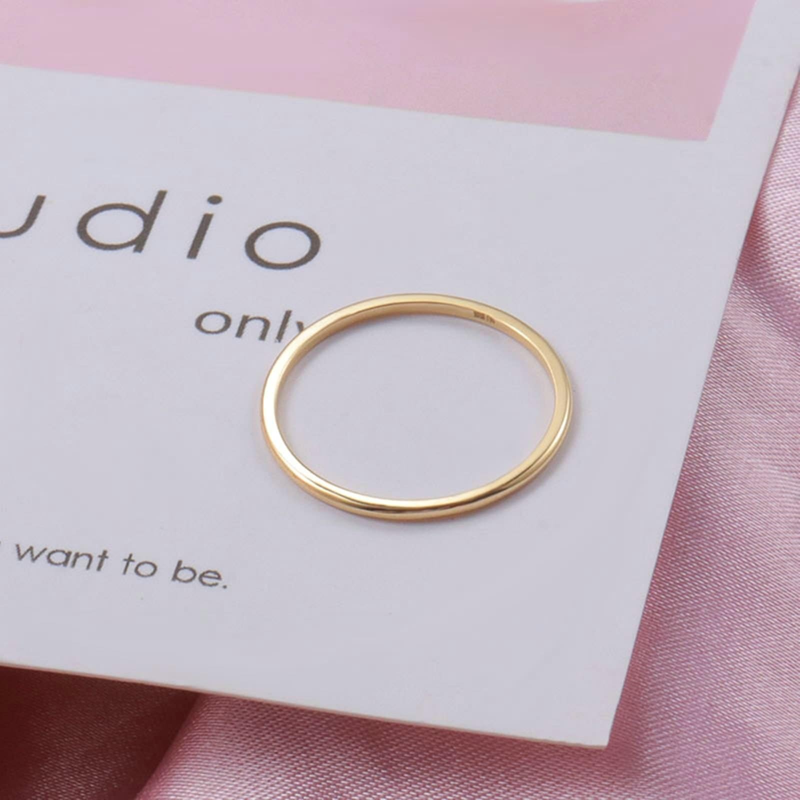 Anillo de boda de oro real Au 375/585/750, anillo de boda, anillo apilable fino para parejas, oro 9 K/14 K/18 K, sin alergias