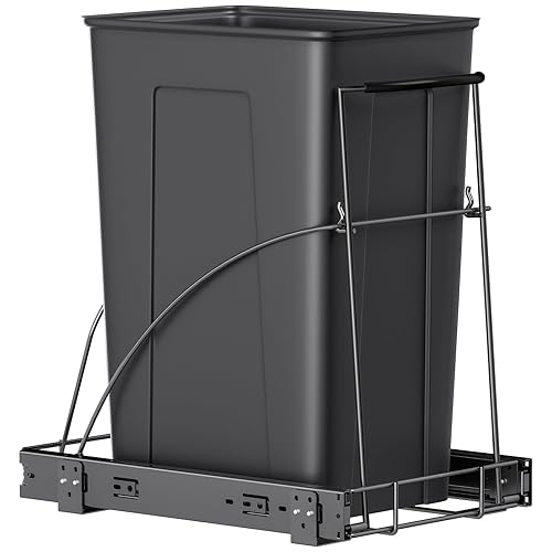 Insputer Bote de basura extraíble debajo del gabinete, cubo de basura para debajo del fregadero con mango de silicona, cubo de basura no incluido,