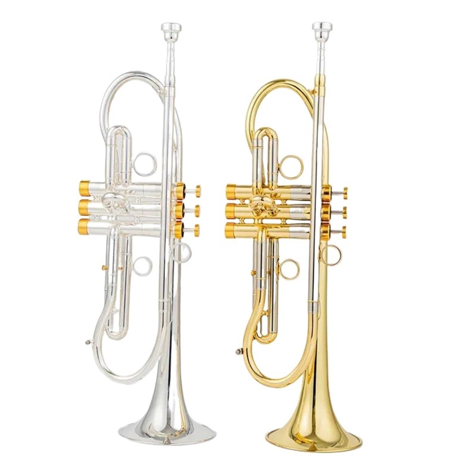 Tromba Standard Per Principianti Produzione Professionale Tromba In Sib Tune Ottone Placcato Oro Strumenti Musicali Professionali Con Custodia(Gold)