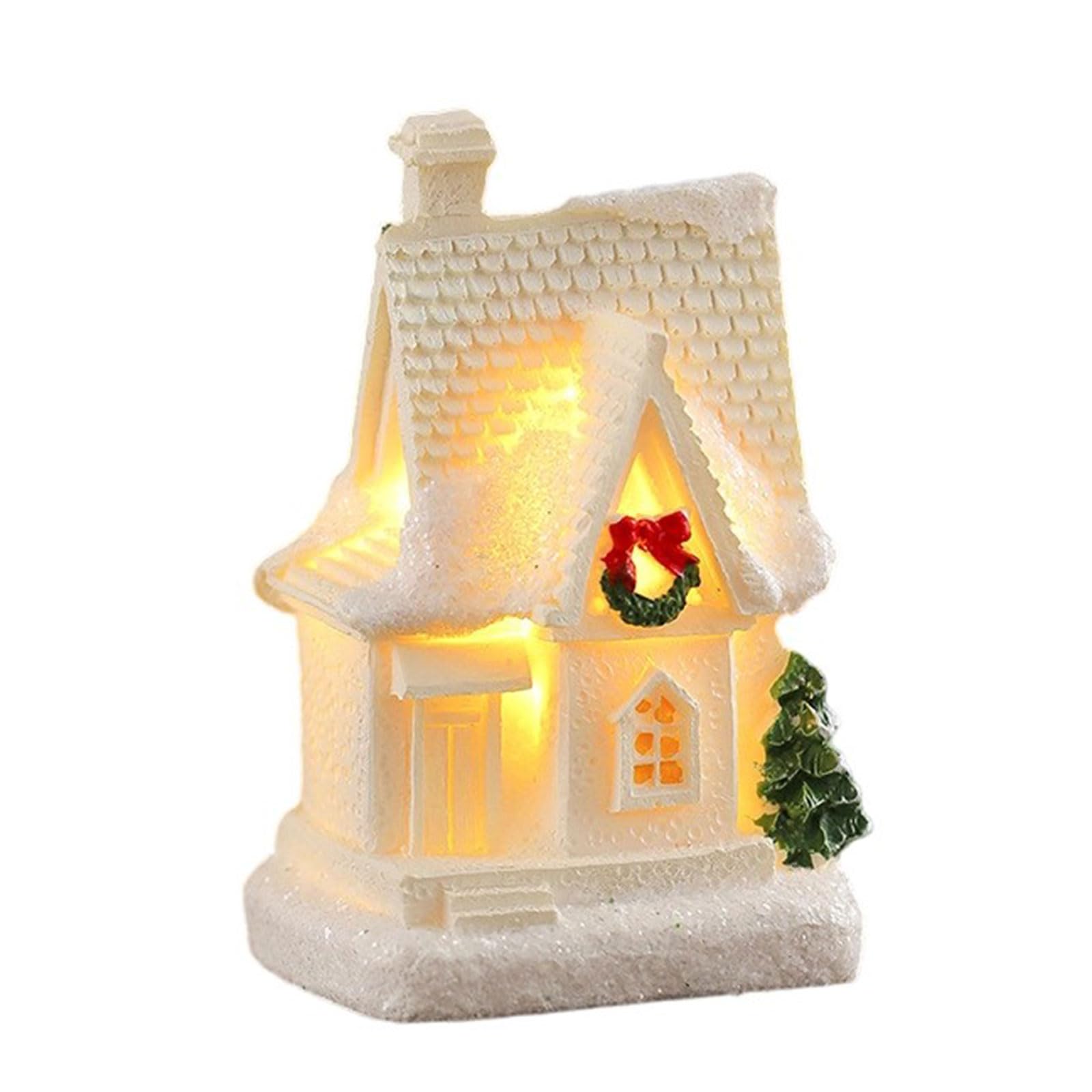 Coolhood E Christmas Resin Villag Houses With Warm Led Light For Hom Decoration And Party Gift Giving Holiday Resin Houses