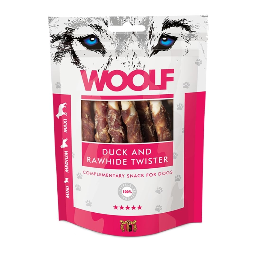 Snacks Naturales para Perros | Rollitos Masticables de Pato Sin Conservantes | Chuches para Perros Naturales | Premios Saludables | Dog Treats Woolf Ententwister | 100g