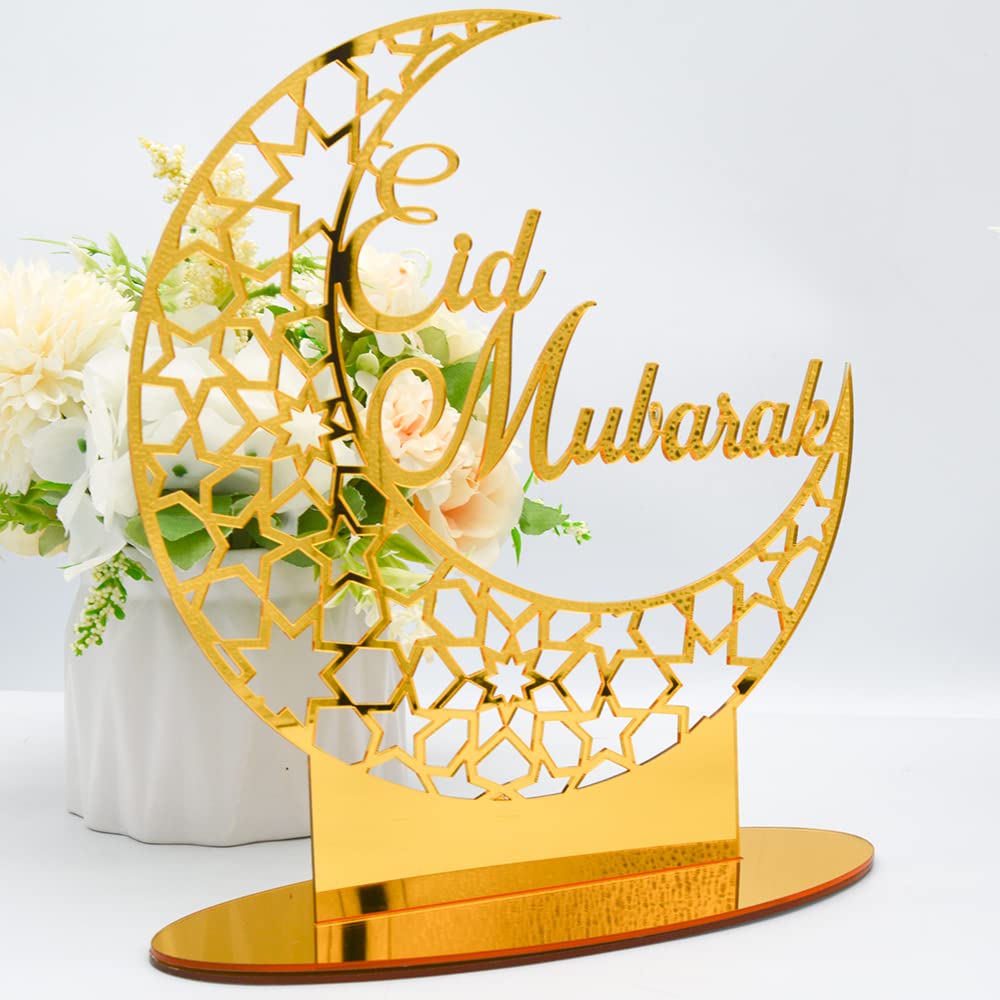 Acrylic EID Mubarak Decor Ramadan Decoration, Eid Mubarak Islamic Muslim Pendant Eid Al Adha Party Supplies Ramadan Kareem Gifts Ornament Kareem Islam Ramadan Home Decoration【2022 New】