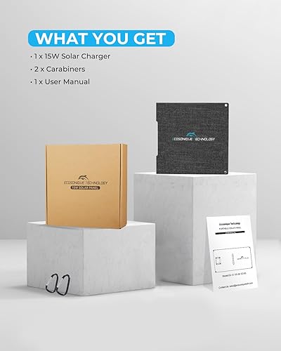 Miniatura 7 de Ecosonique - Paneles de carga solar pequeños de 15 W con USB C USB A de carga rápida, paneles de alimentación de emergencia plegables para camping,
