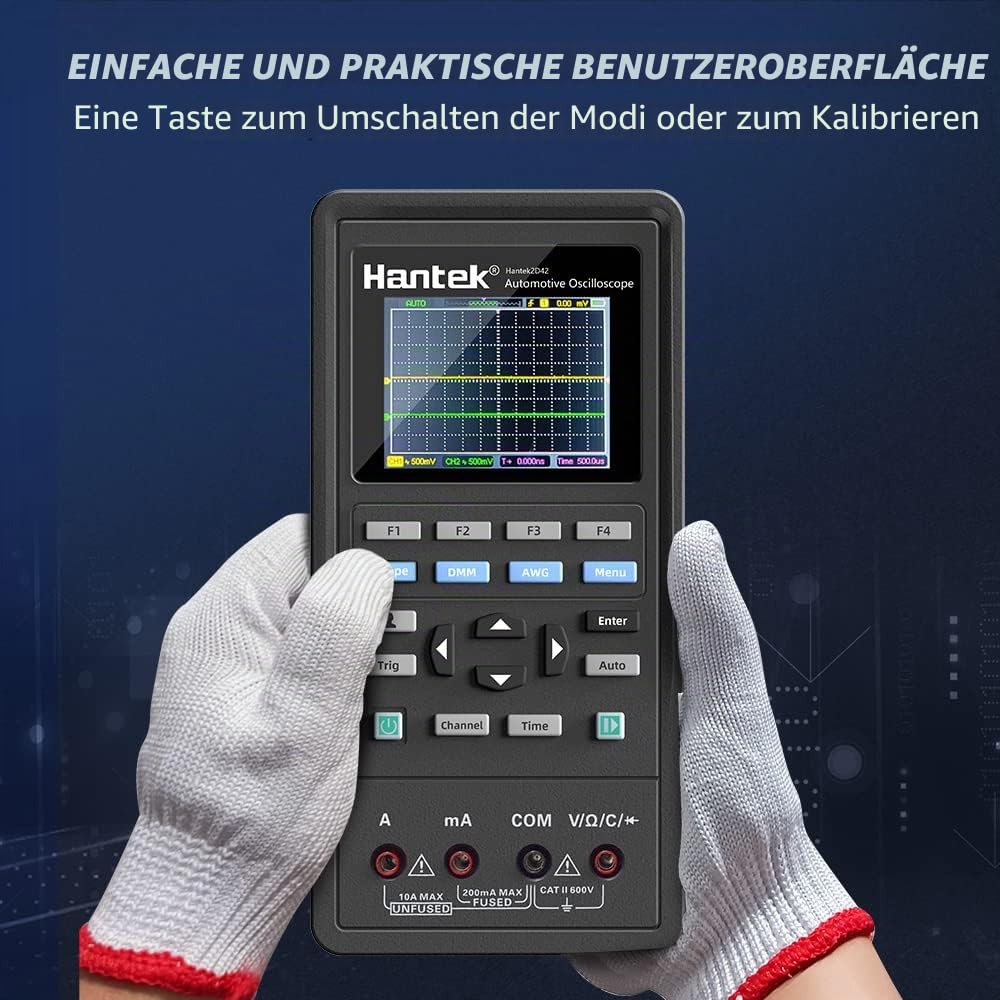 Hantek 2D72 Oszilloskop 3 in 1 Funktion 70MHz Bandbreite Zweikanal-Oszillograph mit Digital Multimeter Arbiträrer Wellenformgenerator für Mehrfachtester