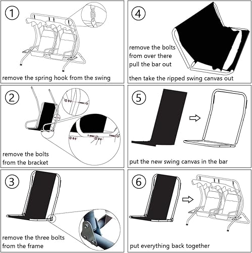 Miniatura 5 de Funda de repuesto para silla de columpio de porche para 2 personas con dos asientos de repuesto separados (2 piezas)
