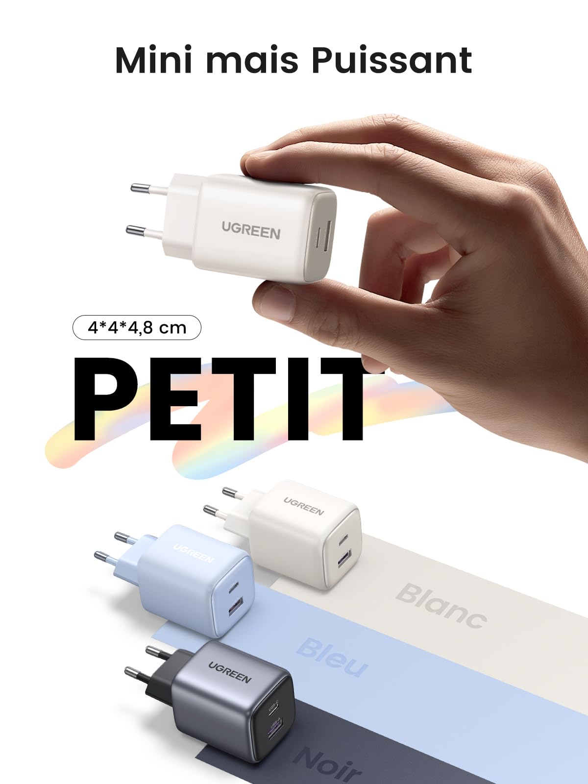 UGREEN Nexode 35W Chargeur USB C Rapide iPhone 2 Ports GaN Prise Secteur Compatible avec iPhone 17 Pro Max Air 16 15 14 13 Plus Pixel 9 8 Pro 7a Galaxy S25 S24 S23 A56 A16 iPad MacBook Air Neo(Blanc)