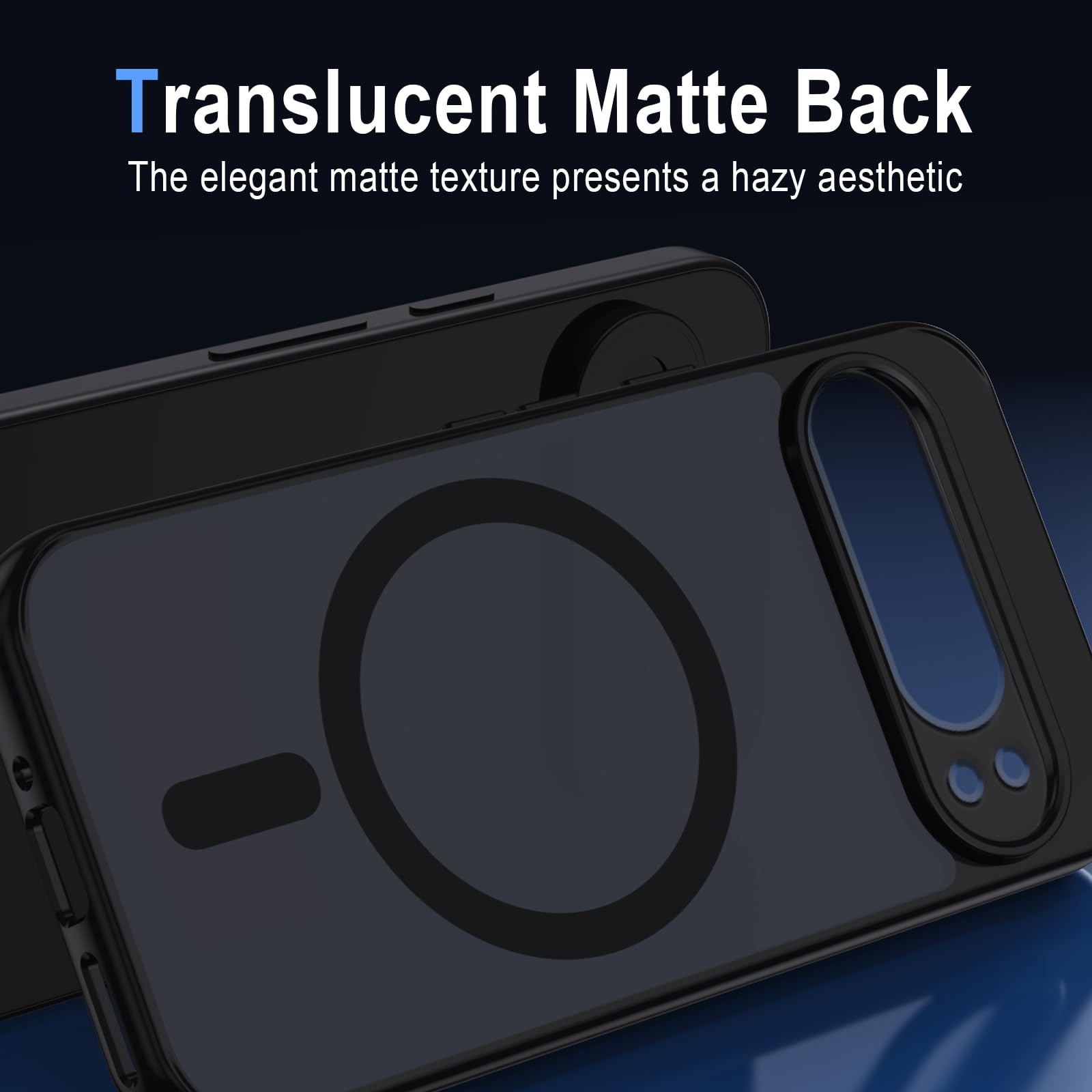 XTCASE Cover Magnetica Per Google Pixel 9/9 Pro Con MagSafe – Custodia Sottile Antigraffio, Bumper Antiurto, Nero Opaco Traslucido