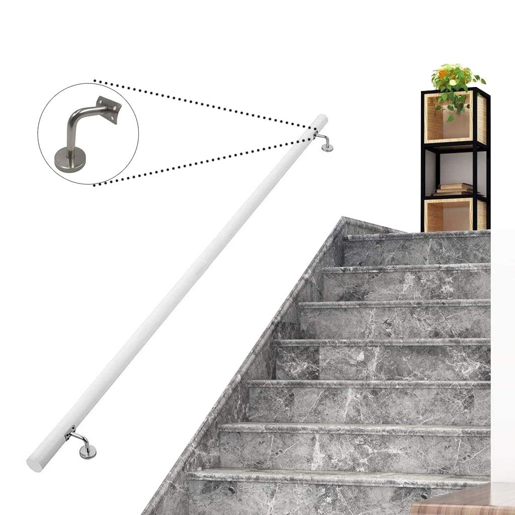 Main courante d'escalier en bois blanc de 500 cm au design mural industriel