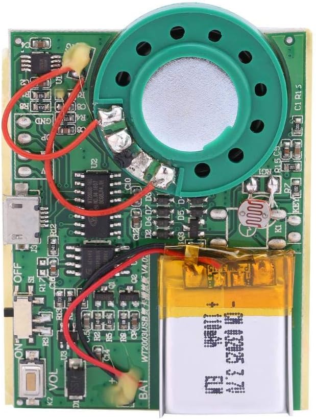 USB Music High Sound Module, Voice Recording Module Chip Light Sensor, Push Button Activated Recordable Module for DIY Musical Gift Box Greeting Cards(Photosensitive control)