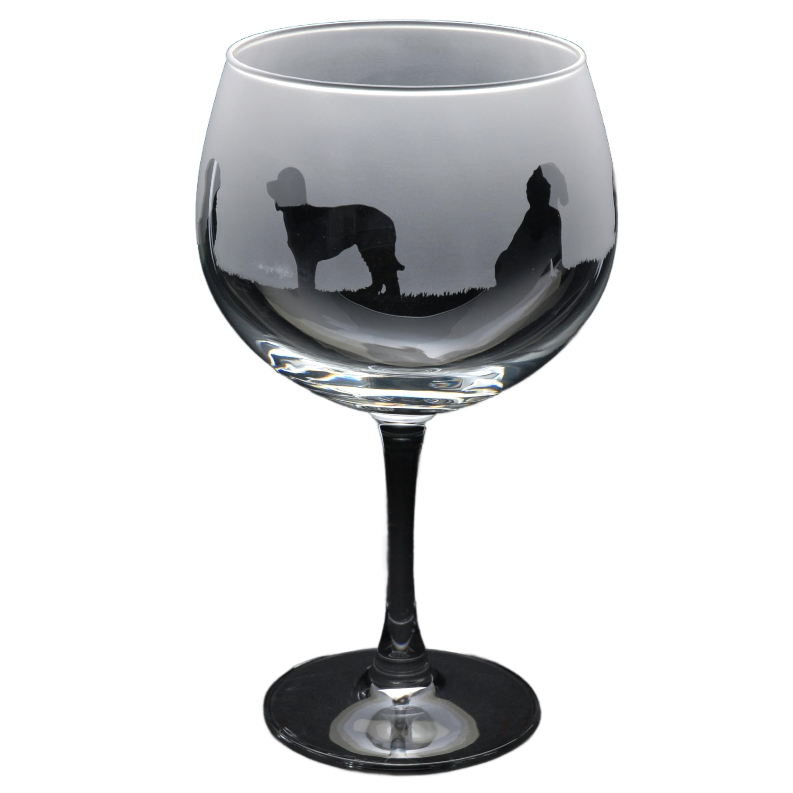 GLYPTIC Glass Art Labradoodle Dog Frieze Hand Etched/Engraved Gin Cocktail Glass