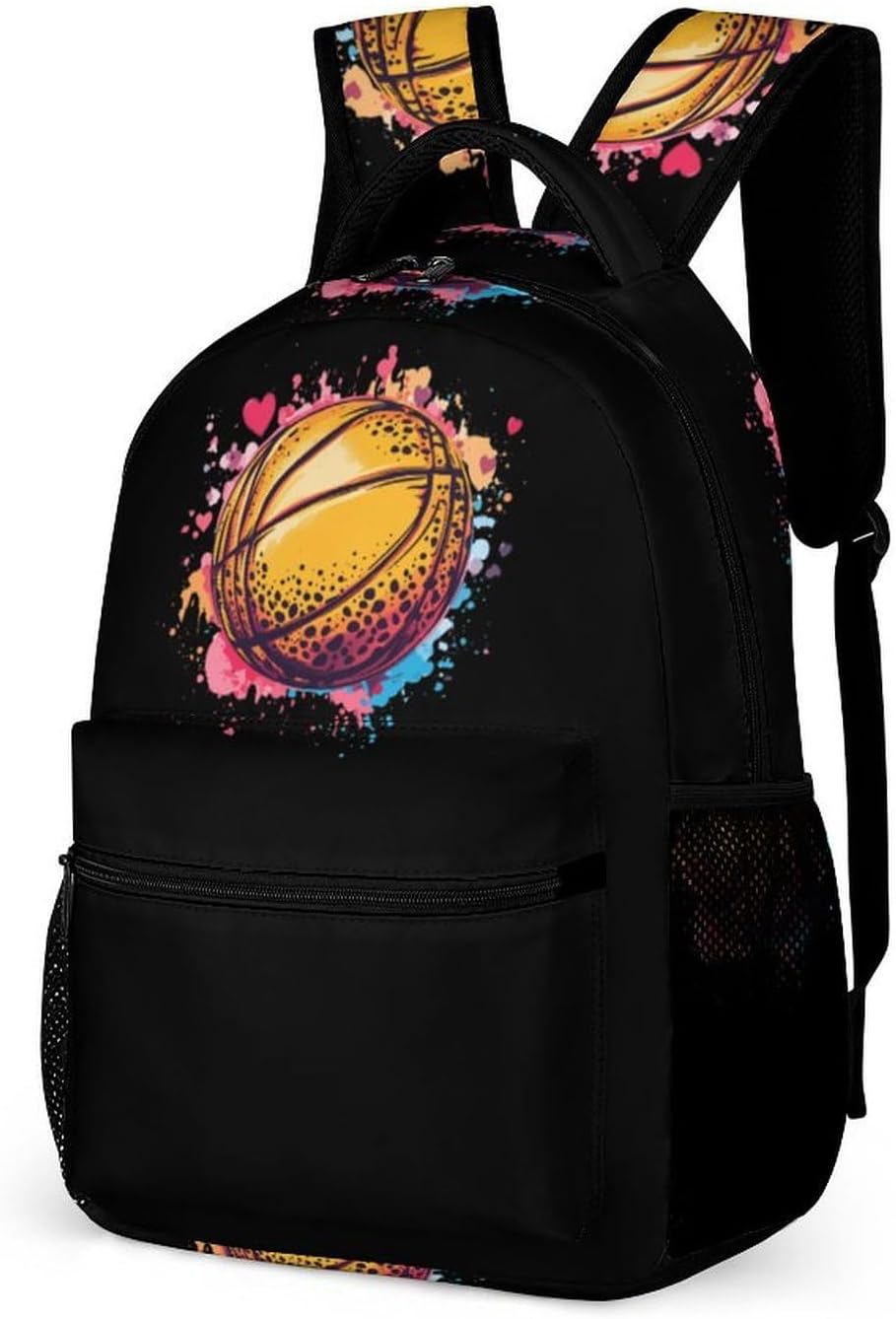Cute Basketball Leopard Print Laptop Backpack Lightweight Computer Bag Travel Daypack for Work Business