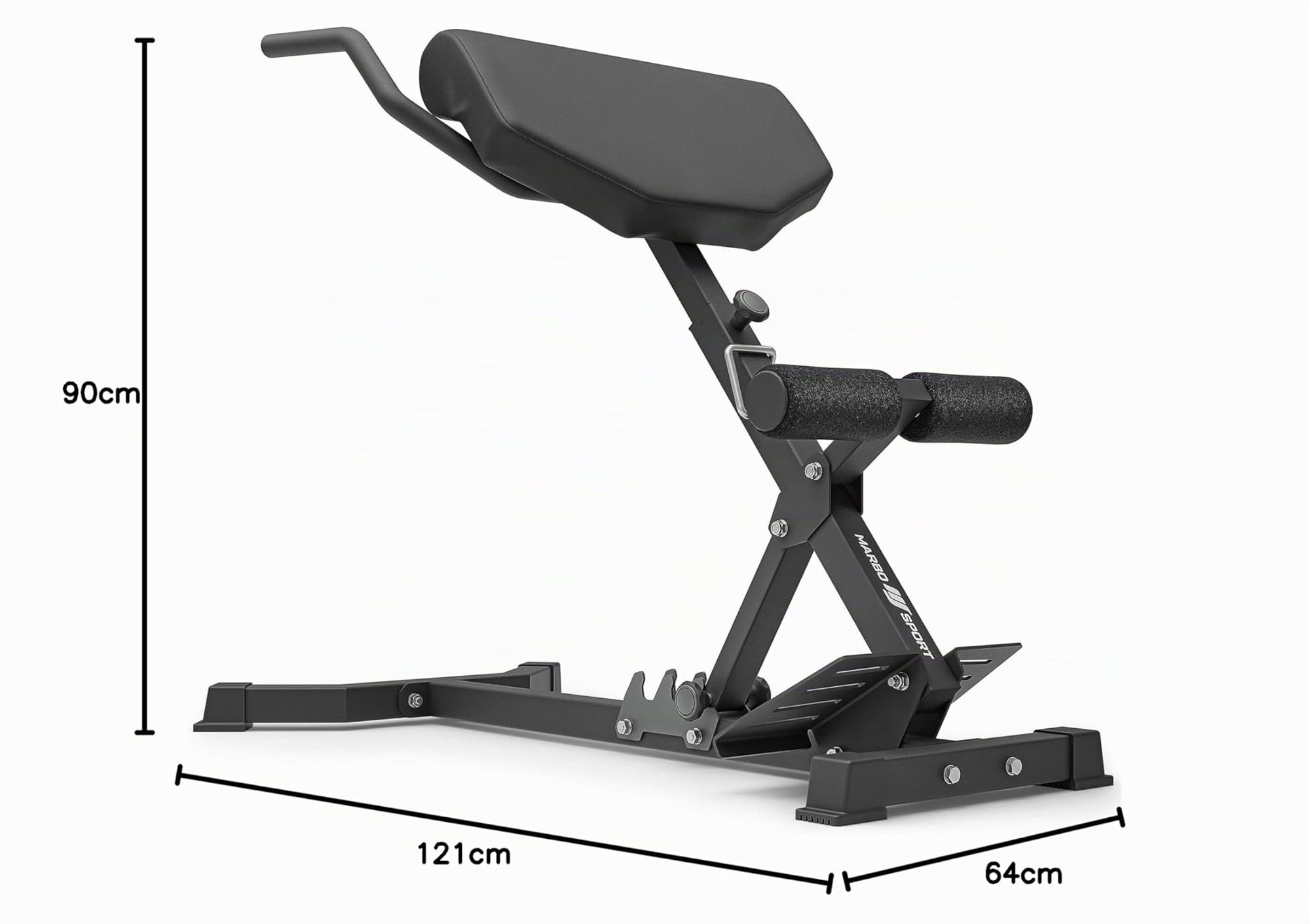 Marbo Sport - Hyperextension MS-L108 2.0 – Panca palestra regolabile per allenamento schiena – Attrezzi palestra casa multifunzione per fitness e allenamento completo nella palestra in casa