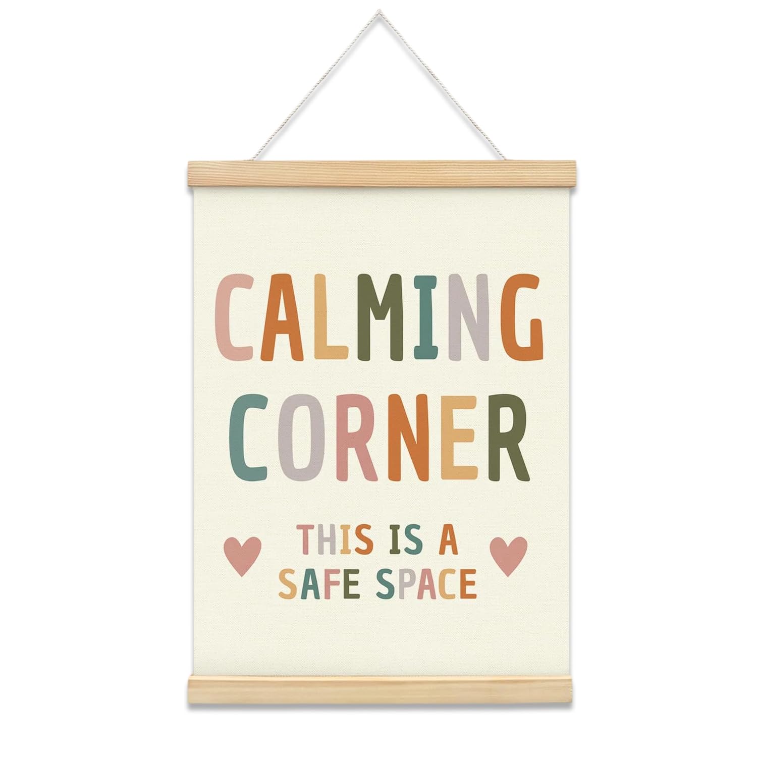 Komergave Motivational Wall Art, 16x12inch Inspirational Quotes Wall Art, Boho Motivational Wooden Canvas Poster Hanger for Living Room, Bedroom,Office (Calming Corner)