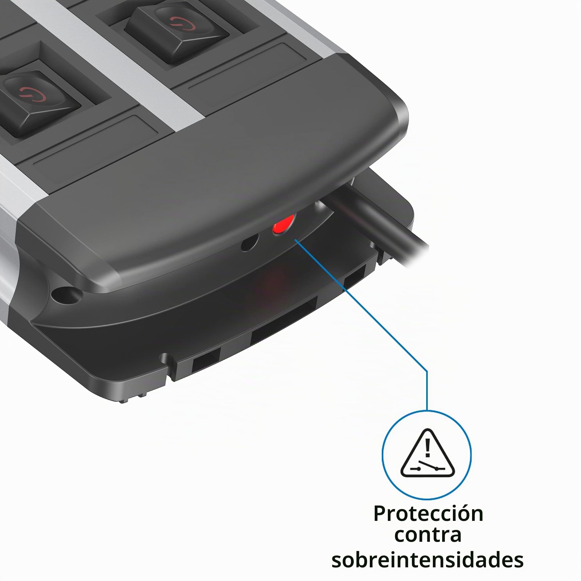 Electraline 35447 ALU-Line - Regleta de enchufes (12 enchufes con Cuerpo de Aluminio, Cables H05VV-F 3G1,5 mm, 2 interruptores (1 x 6 enchufes), con protección contra sobrecargas