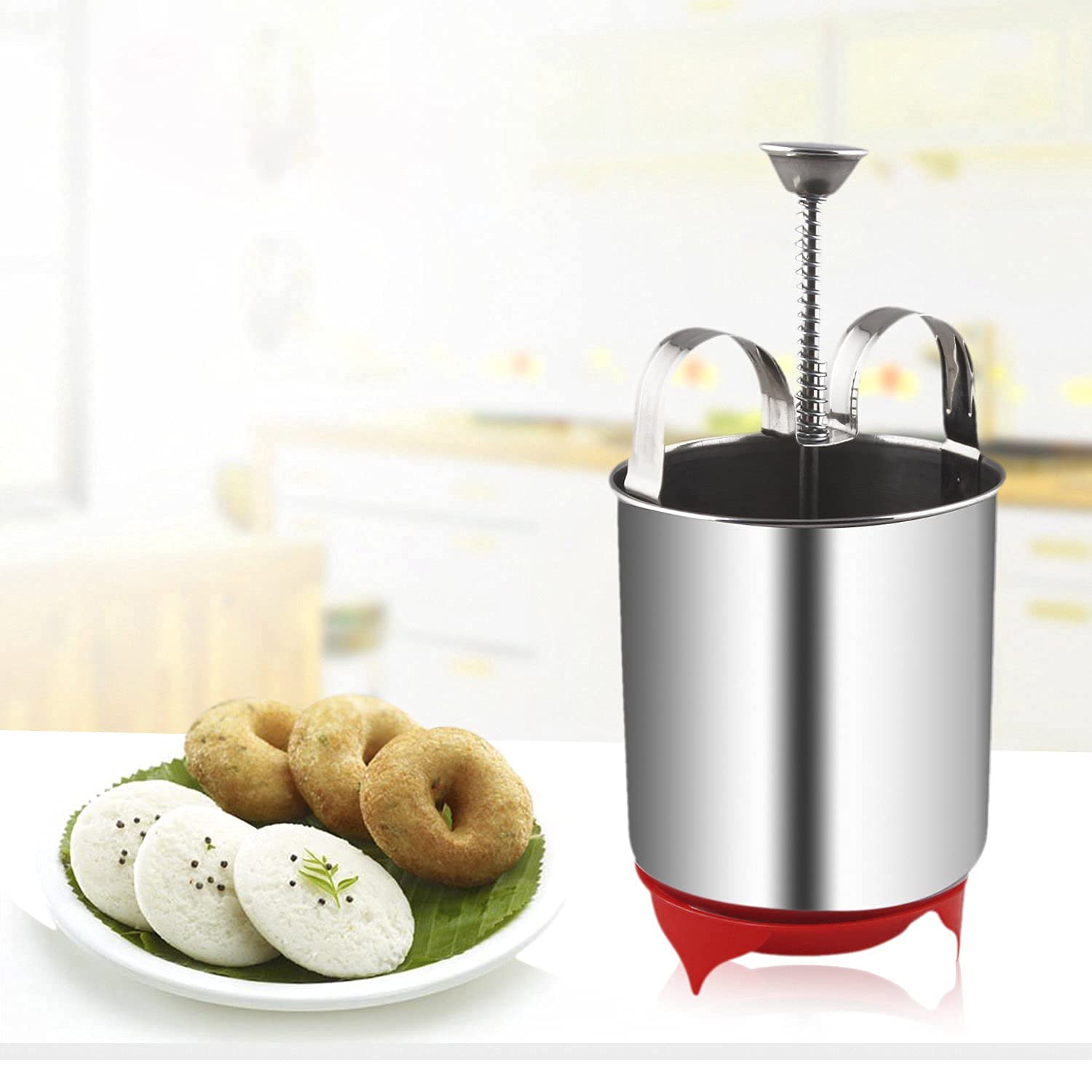 TACOFY Stainless Steel Medu Vada Maker Machine with Stand for Kitchen (Silver)-image-10