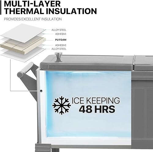 Miniatura 4 de MADOG Classical Cooler with Wheels and Handle Outdoor Coolers for Patio and Deck Entertaining Rolling Cooler Large Cooler with Wheels Ice Cooler