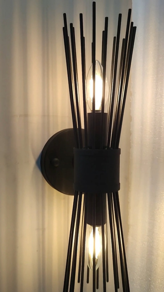 Image of Modern Black Wall Sconce 17 Inch Metal Wall Mounted Lamp Indoor Wall Light for Kitchen Bedroom Living Room Dinning Room Foyer Entry Bathroom Hallway E12 Bulb Socket