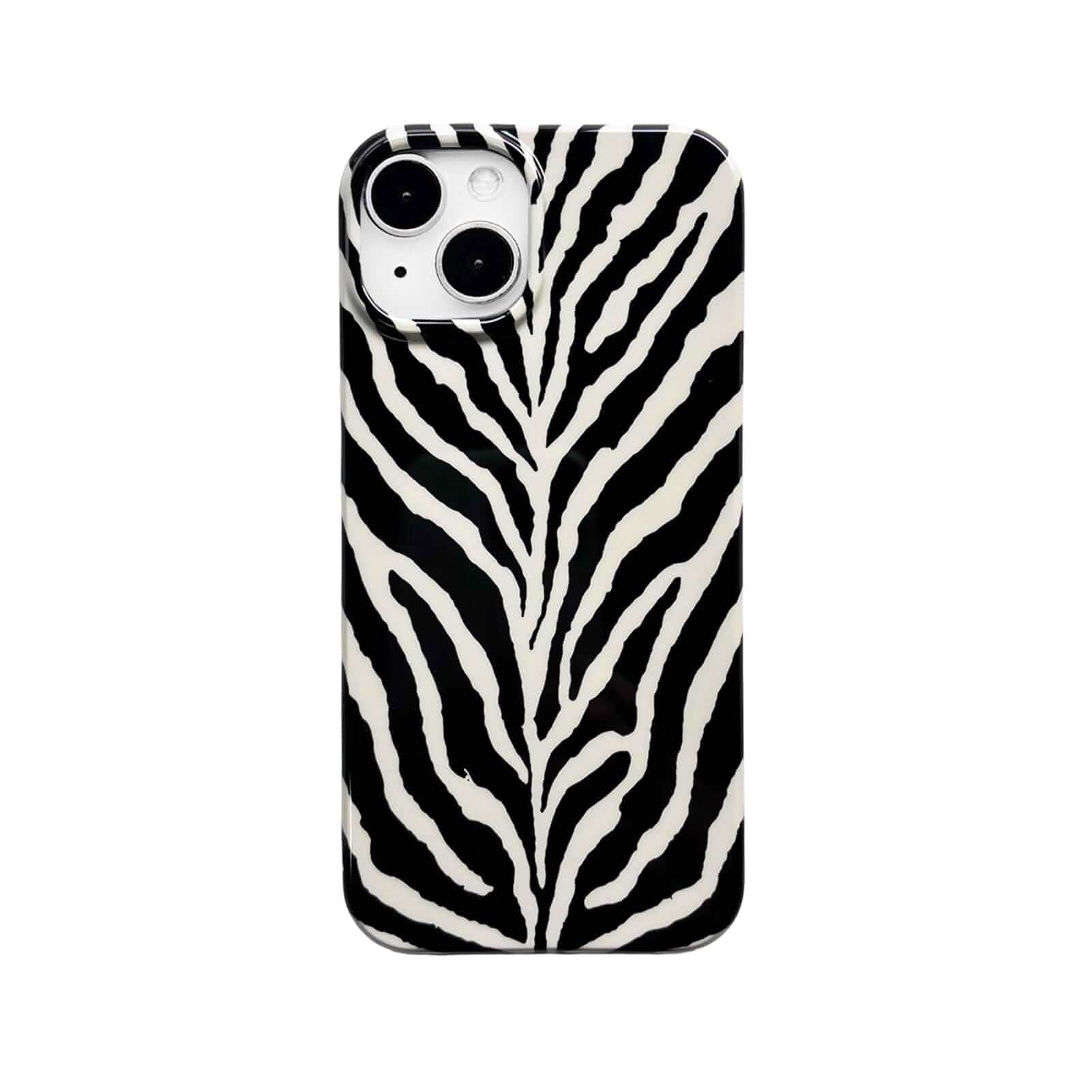 Black Zebra Print Phone Case for iPhone 14/iPhone 13 Cute Aesthetic Animal Print Tiger Stripe Pattern, Vintage Retro Trendy Silm Glossy Protective Cover for Girls Women