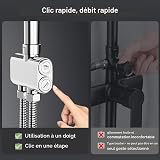 Rainsworth Kit de barre de douche réglable chromée, 30,5 cm carrée en acier inoxydable à jet de pluie, douchette à main avec 3 types de jet, ensemble de douche à hauteur réglable sans robinet - 3