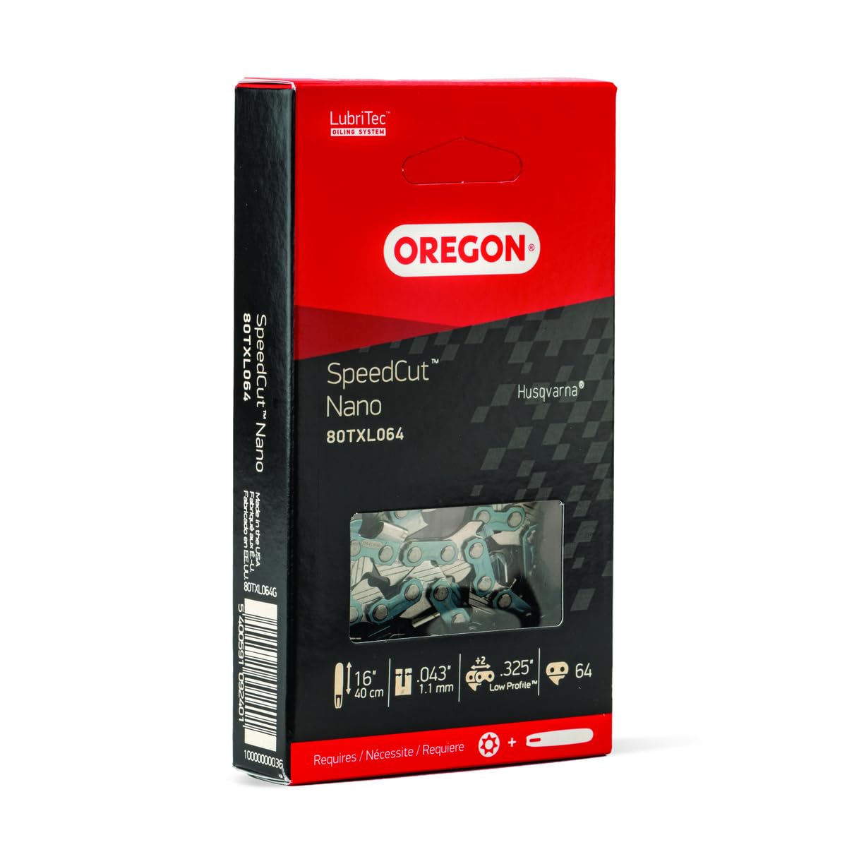 Oregon 80TXL064G Speedcut Nano Chaîne de tronçonneuse 64 maillons d'entraînement 0,825 cm Calibre 109,2 cm
