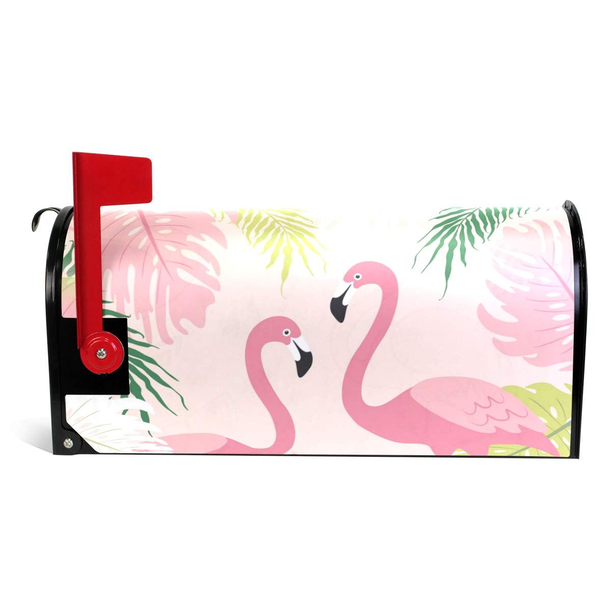 Home Garden Cute Tropical Flamingos Pattern Magnetic Mailbox Cover Standard
