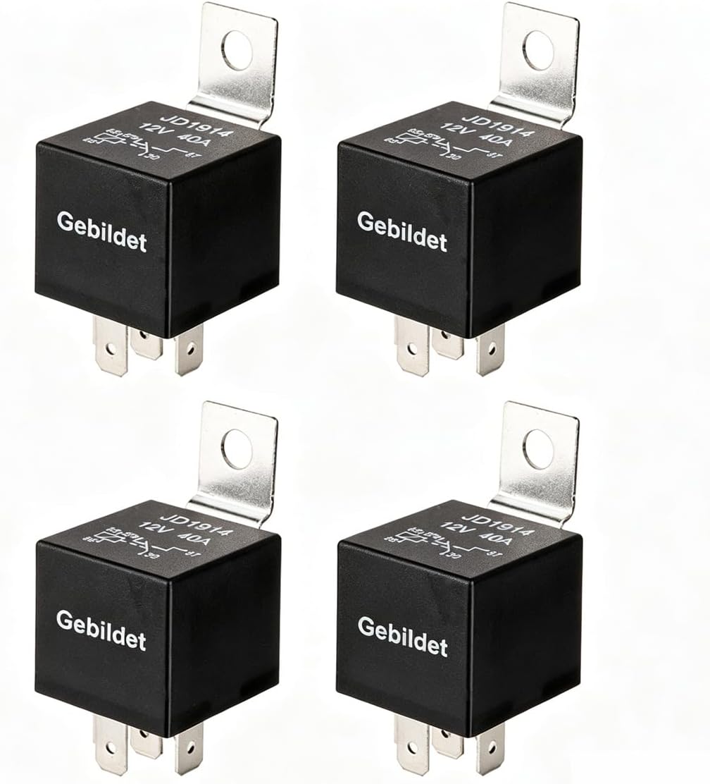 Gebildet 4pcs JD1914 Car Relay Harness 12V 40A 5 Pin SPDT with Built-in Diode for Automotive Truck Van Motorcycle Boat