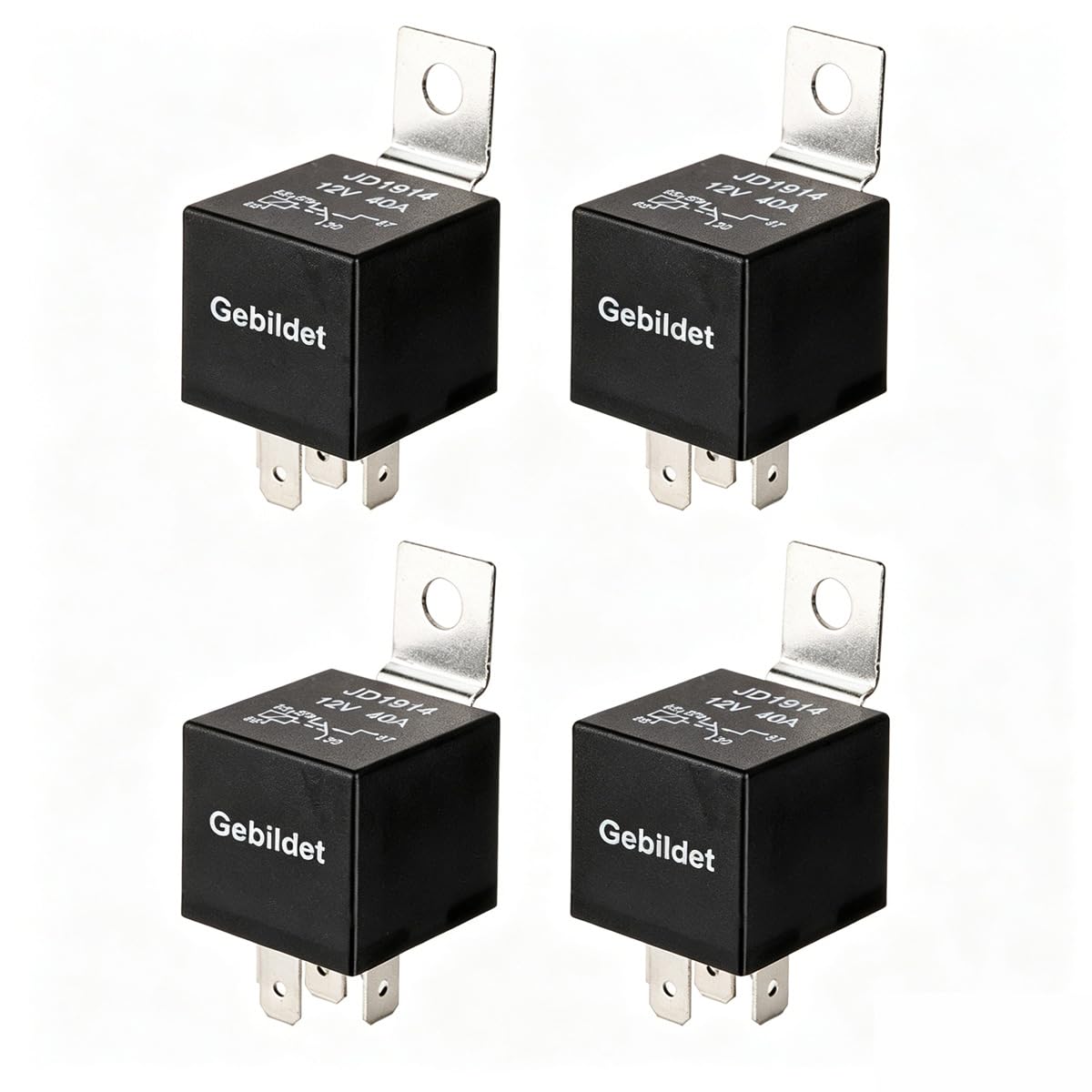 Gebildet 4pcs JD1914 Car Relay Harness 12V 40A 5 Pin SPDT with Built-in Diode for Automotive Truck Van Motorcycle Boat