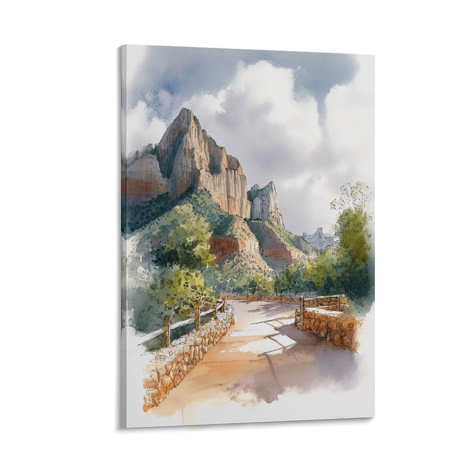 LCYNNH Sedona Arizona Tree 20x30inch(50x75cm) Vintage Travel Poster Watercolor Canvas Art
