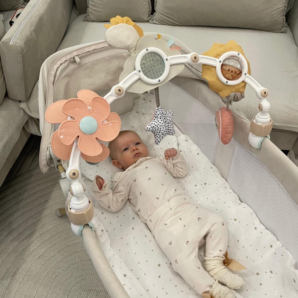 Tiny Love Arche d’éveil Sunny Stroll avec 6 Jouets activés par bébé, dès la Naissance, Clips réglables compatibles avec la Plupart des poussettes, Mobile Musical Magique, Unicorn Wonderlands