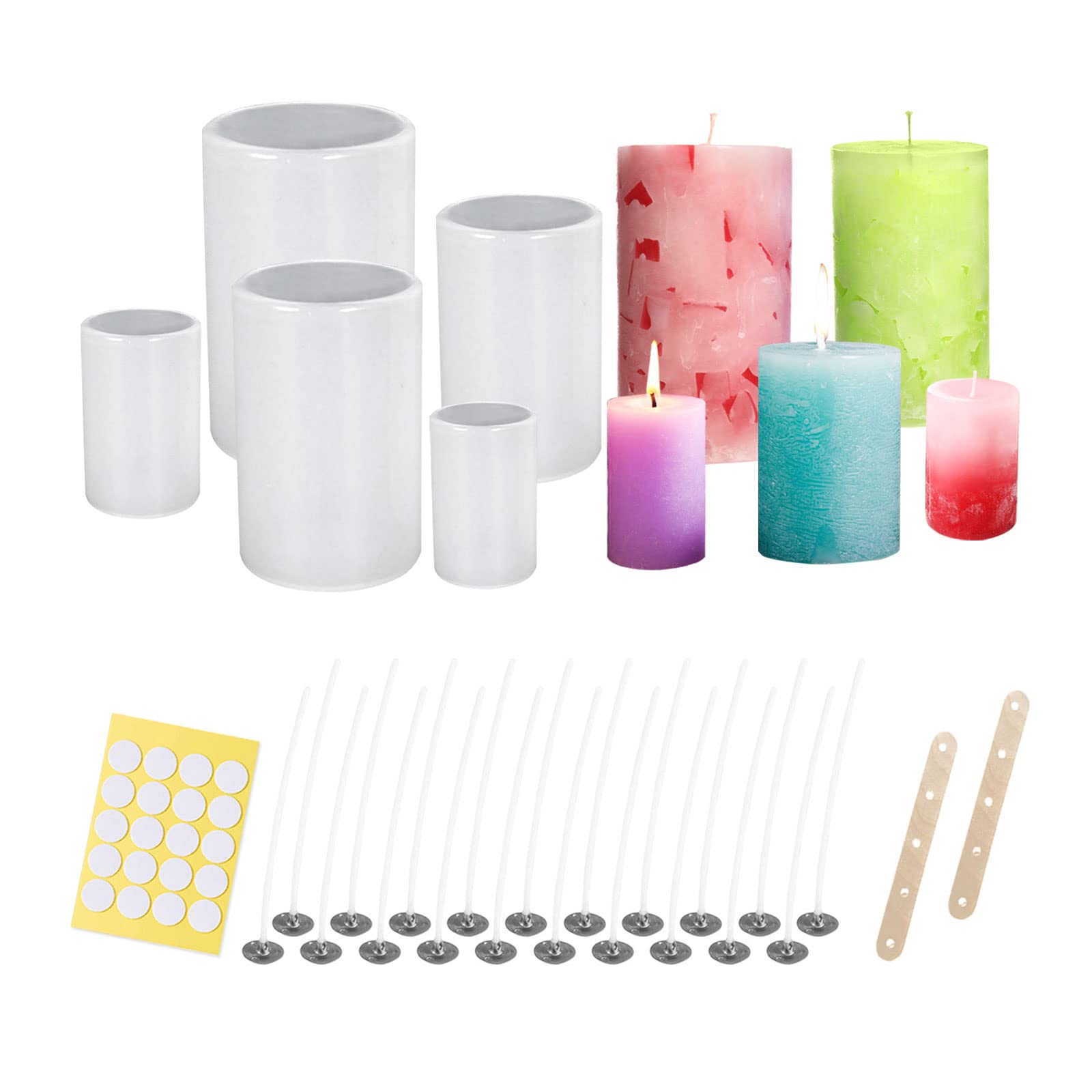 4 Moules Silicone Bougies Grande Taille - Cylindriques 3D Réutilisables Pour Savon, Cire Et Bricolage - Tailles Variées 6x8,1cm à 8,1x12,1cm