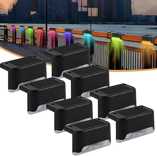 Miniatura 8 de Paquete de 8 luces solares para cubierta luces LED solares impermeables lámpara solar para exteriores iluminación para escaleras terraza patio