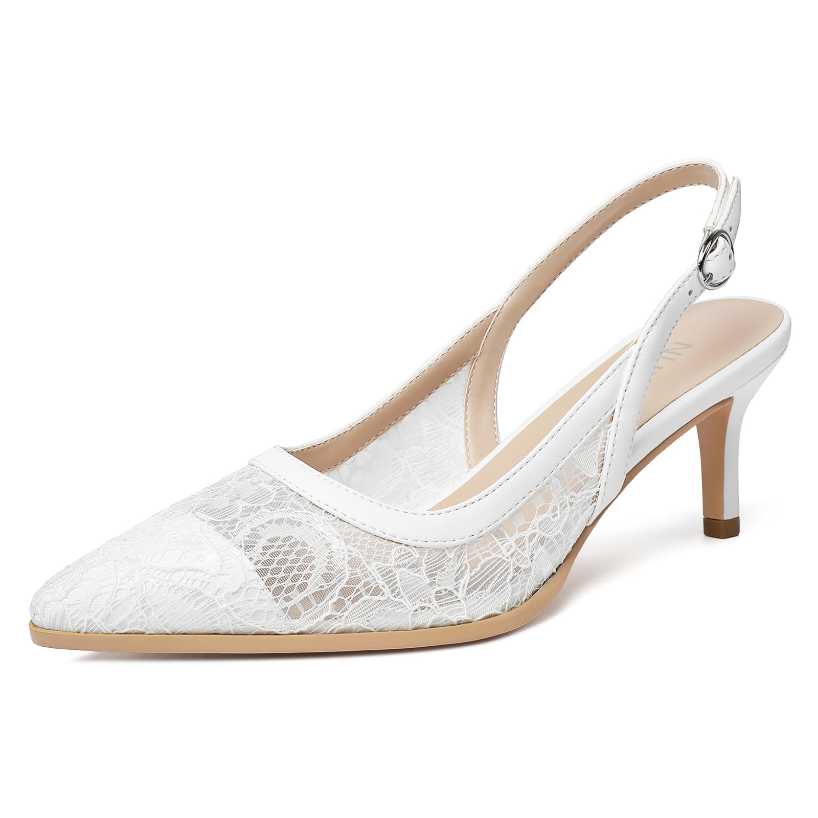 NUMALEO Kitten Heels for Women Pointed Toe Slingback Pumps | 2.5 Inch Close Toe Comfortable Pumps Wedding Party Casual Work Dress Shoes