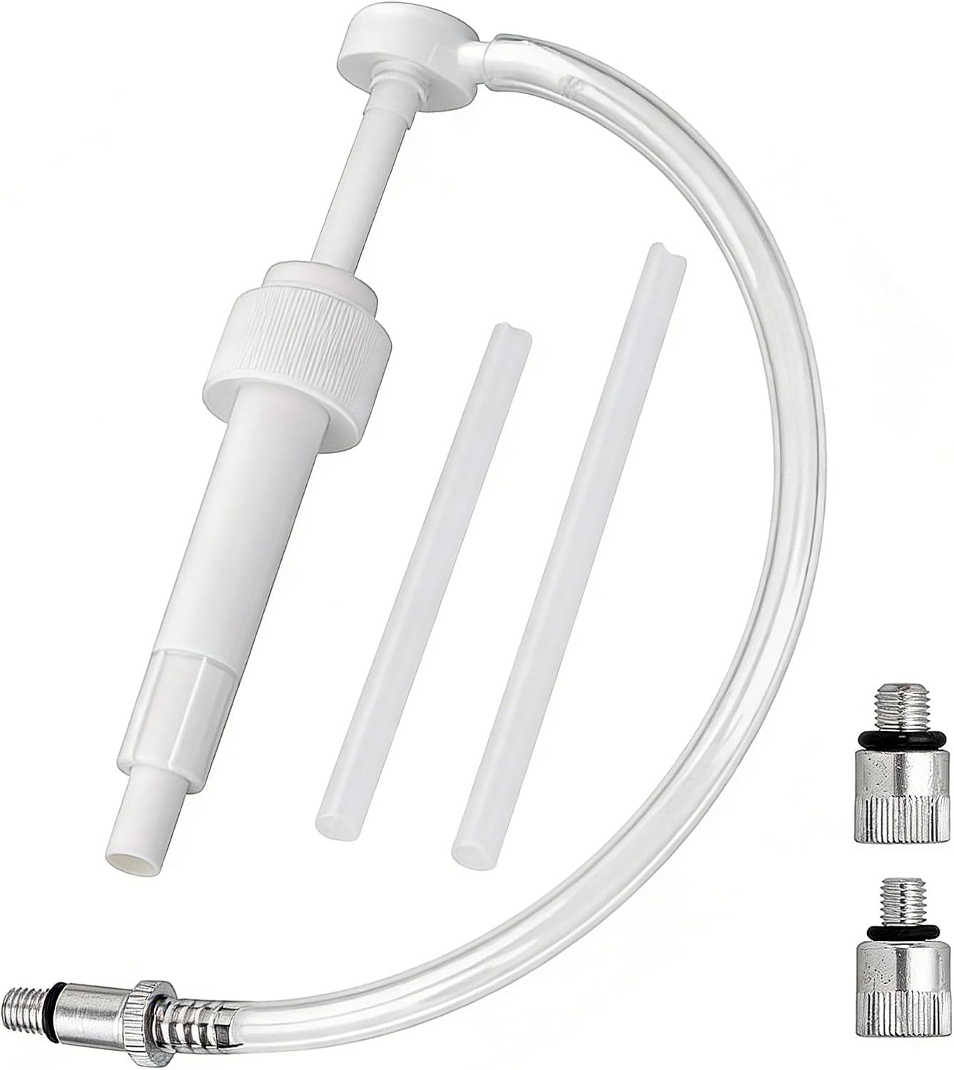 1 Set Suction Pump Kit, Brake Fluid Change Plastic Push Pump Head, Standard Quart Bottle Fittings with 1.1 Inch/28mm Bottle Opening, Fits Most Automotive Yachts Boats (White)
