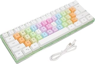 Wired 60% Mechanical Gaming Keyboard, 61 Key 60% Keyboard with 9 RGB Modes and 8 Monochrome Modes, Portable Mechanical Gaming Keyboard for FPS Gamers Office(White)