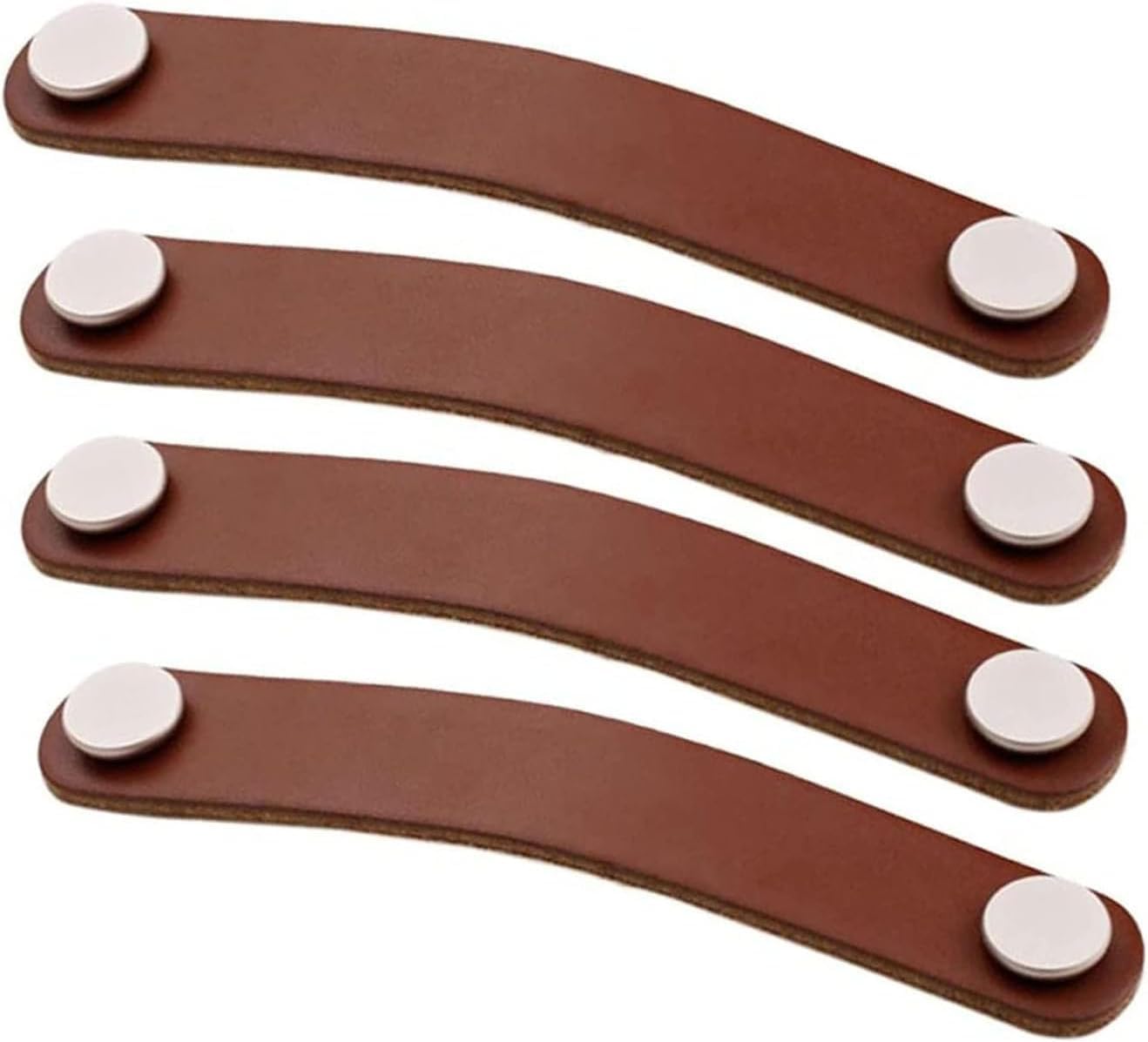 Kuayeocf 4Pcs Leather Drawer Pull, Wardrobe Cabinet Door Handle Knobs For Furniture Hardware(,Hole Distance 128Mm)