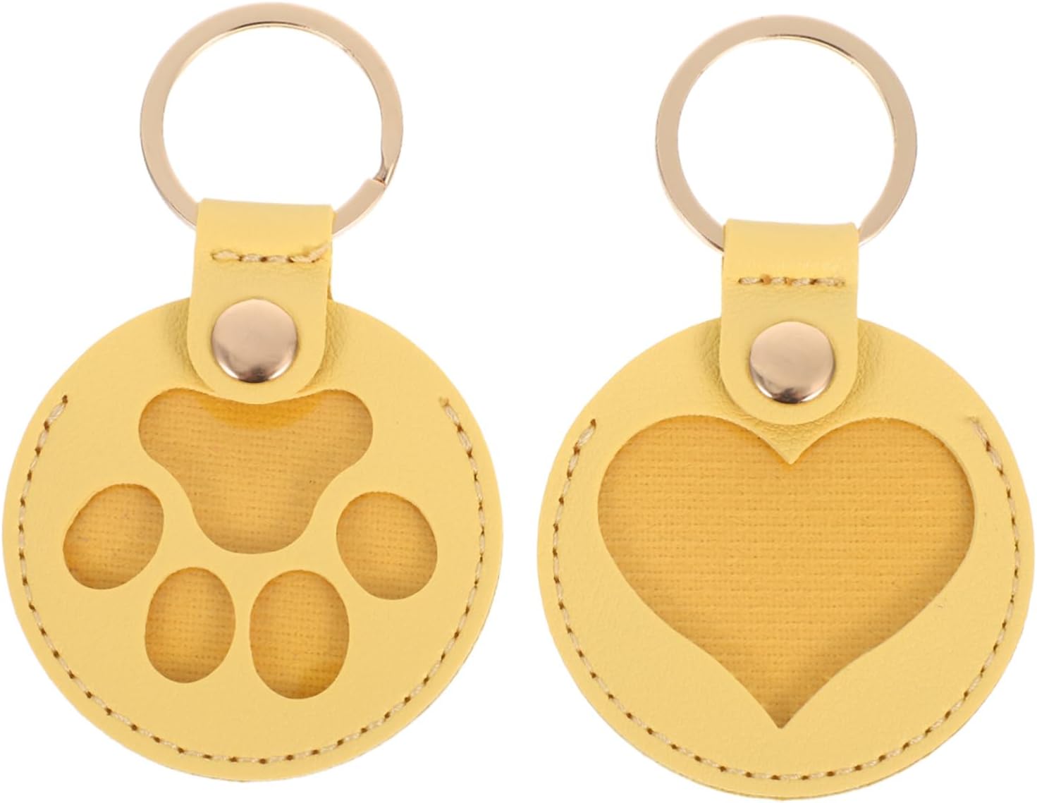 VICASKY 2pcs Pet Hair Memorial Keychain Pu Yellow with Keychain Attachment