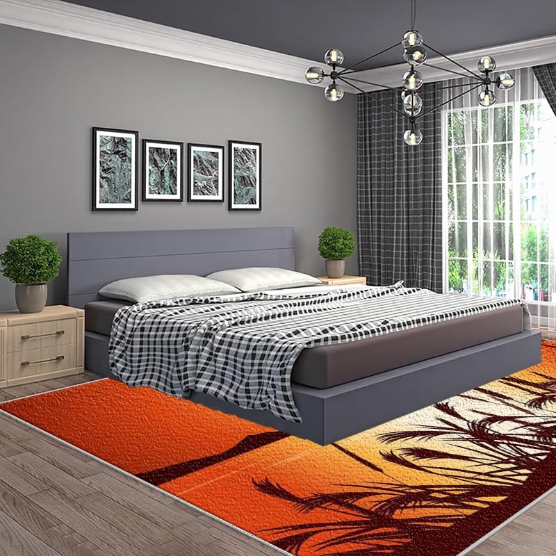 Tapis de salon et d'extérieur orange 160x250cm antidérapant Sunset Landscape - 2