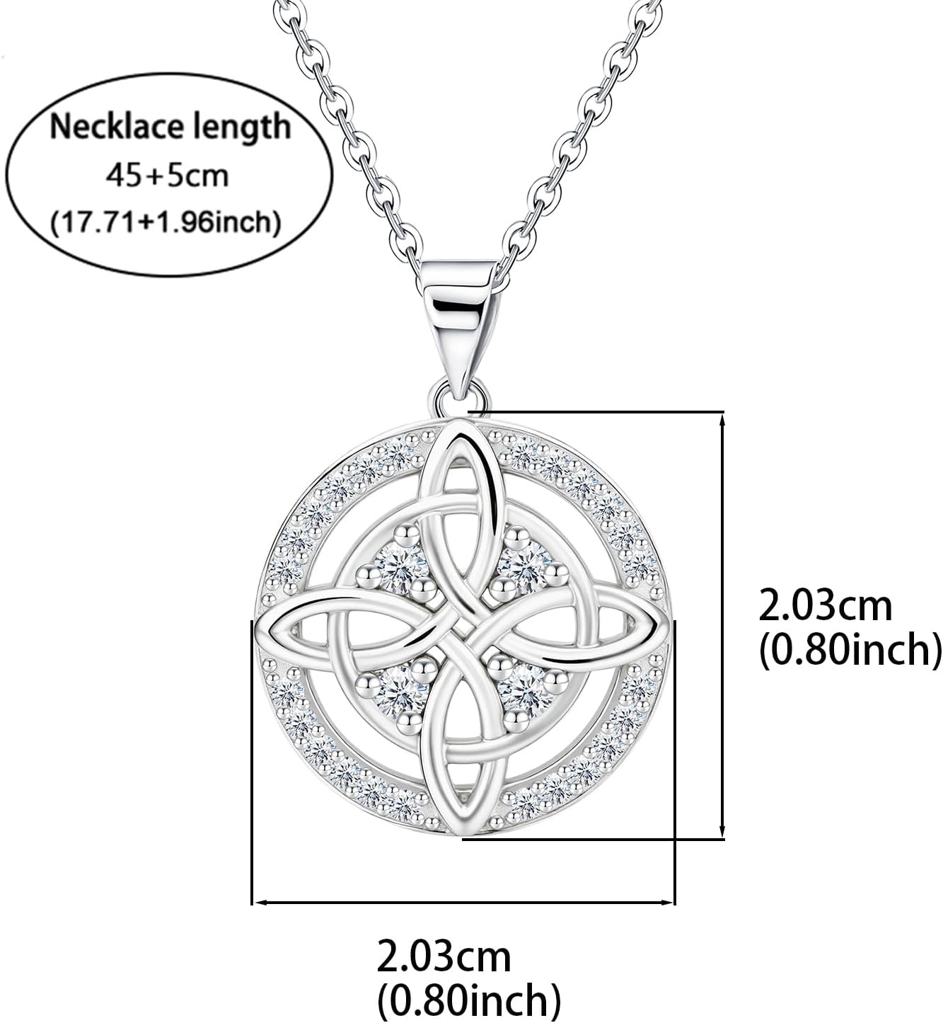 Celtic Knot Necklace S925 Sterling Silver Cubic Zirconia Trinity Love Knot Circle Pendant Nudo de Bruja Witches Knot Irish Jewelry Gifts for Women Mom Wife Her Birthday Christmas Anniversary - Image 6