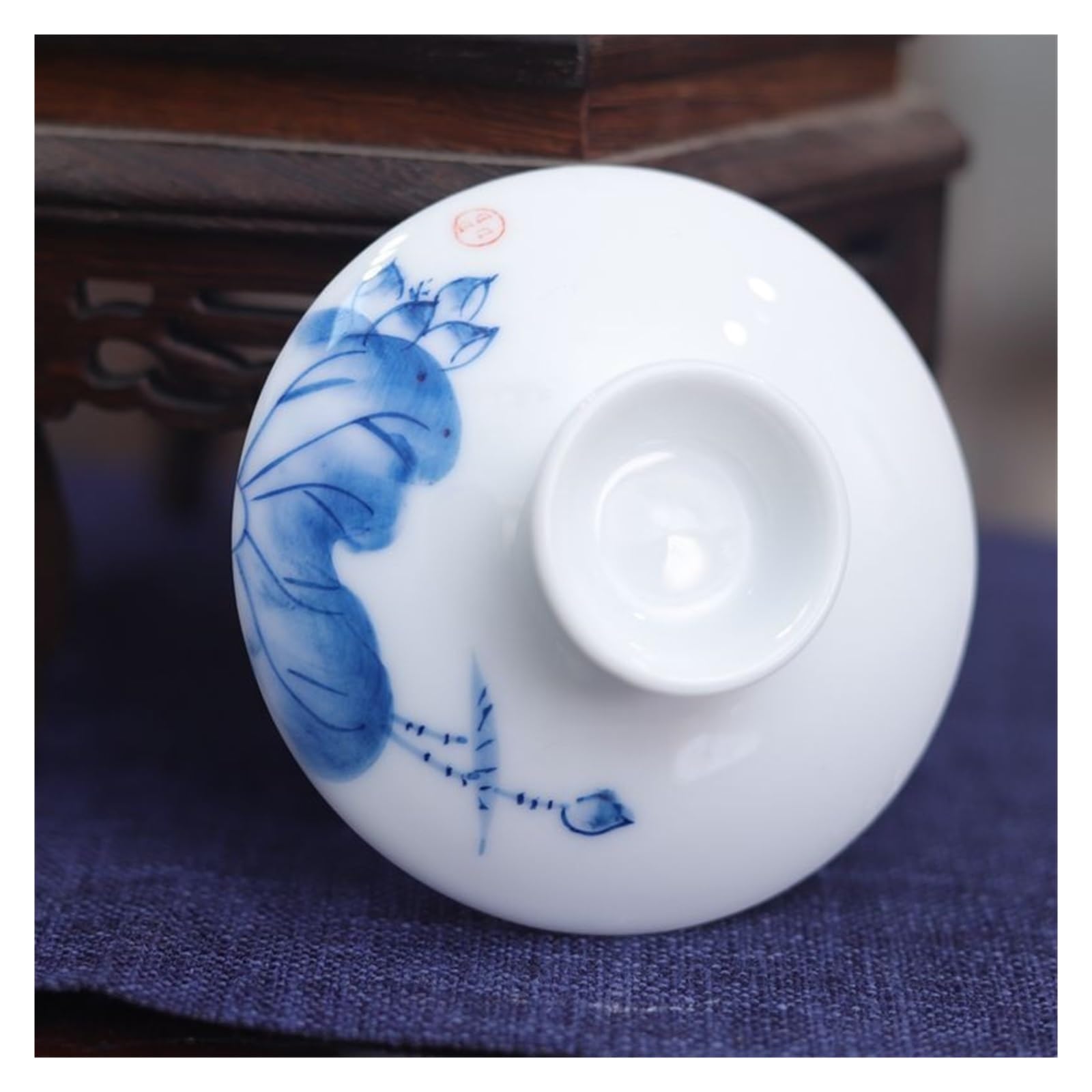 Zestaw Premium White Porcelain Gaiwan 160 Ml - Niebiesko-biała Ceramiczna Miseczka Na Herbatę Gongfu, Filiżanka Z Pokrywką Sancai, Chińska Ceremonia Parzenia Herbaty WyjąTkowe Obrazy