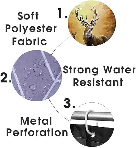 Miniatura 7 de Jayden Madge - Juego de 4 cortinas de ducha de ciervo, decoración de baño de granja, montaña, otoño, árbol, bosque, faisán, alce, animales salvajes,