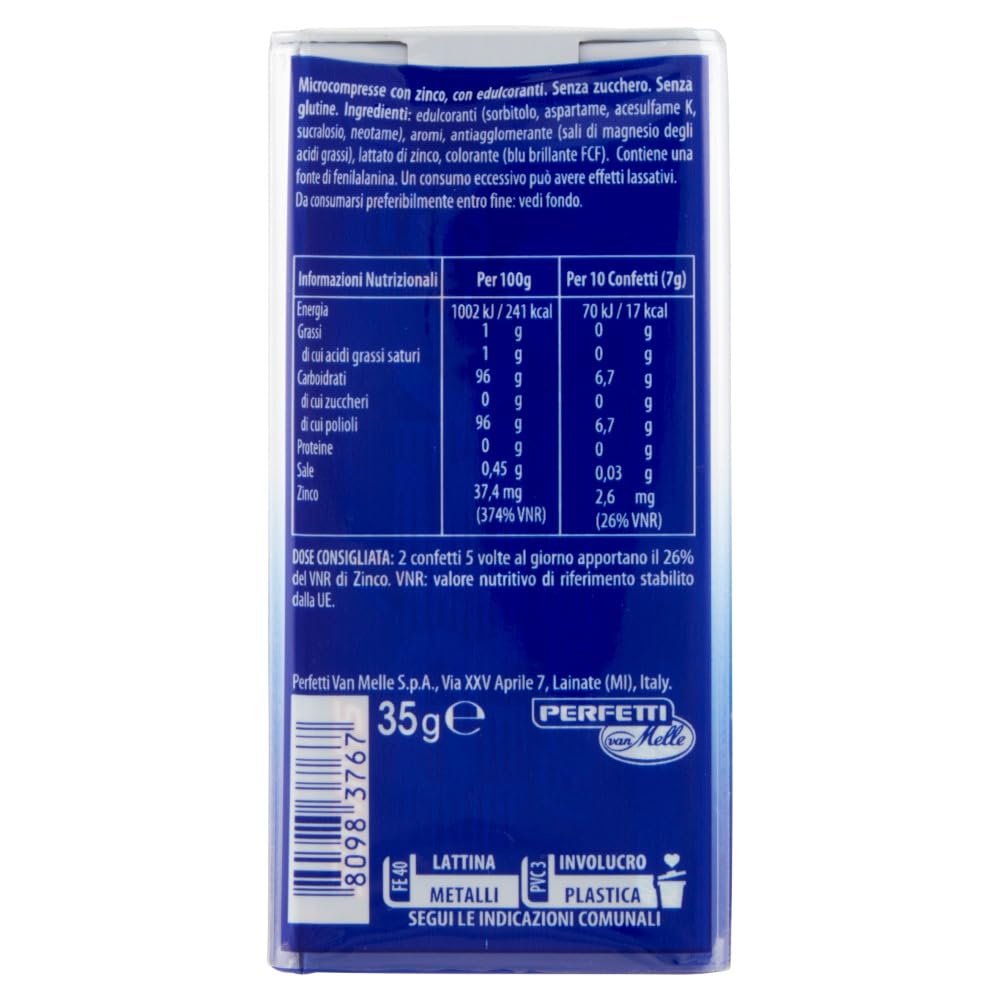 Frisk Clean Breath, Caramelle Dure Gusto Peppermint, Microcompresse con Zinco, con Edulcoranti, Senza Zucchero, Senza Glutine, 50 Unità, Confezione da 12