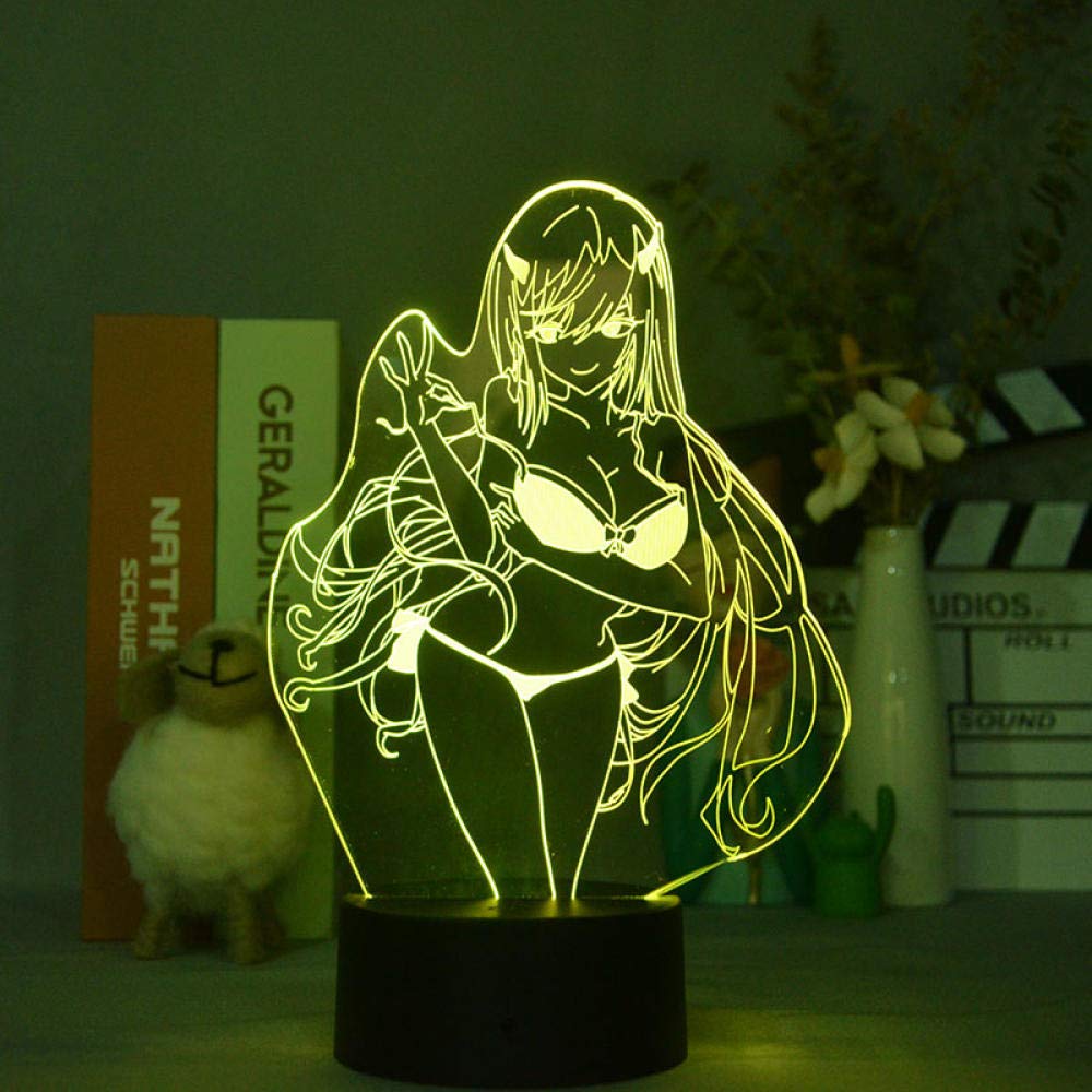 3D Illusion Lamp LED Night Light Darli Ng in Franxx Atmosphere Remote Control Lamp Bedroom Decoration Anime Table Lamp Children's Room Boy Girl Gift Birthday Holiday Christmas