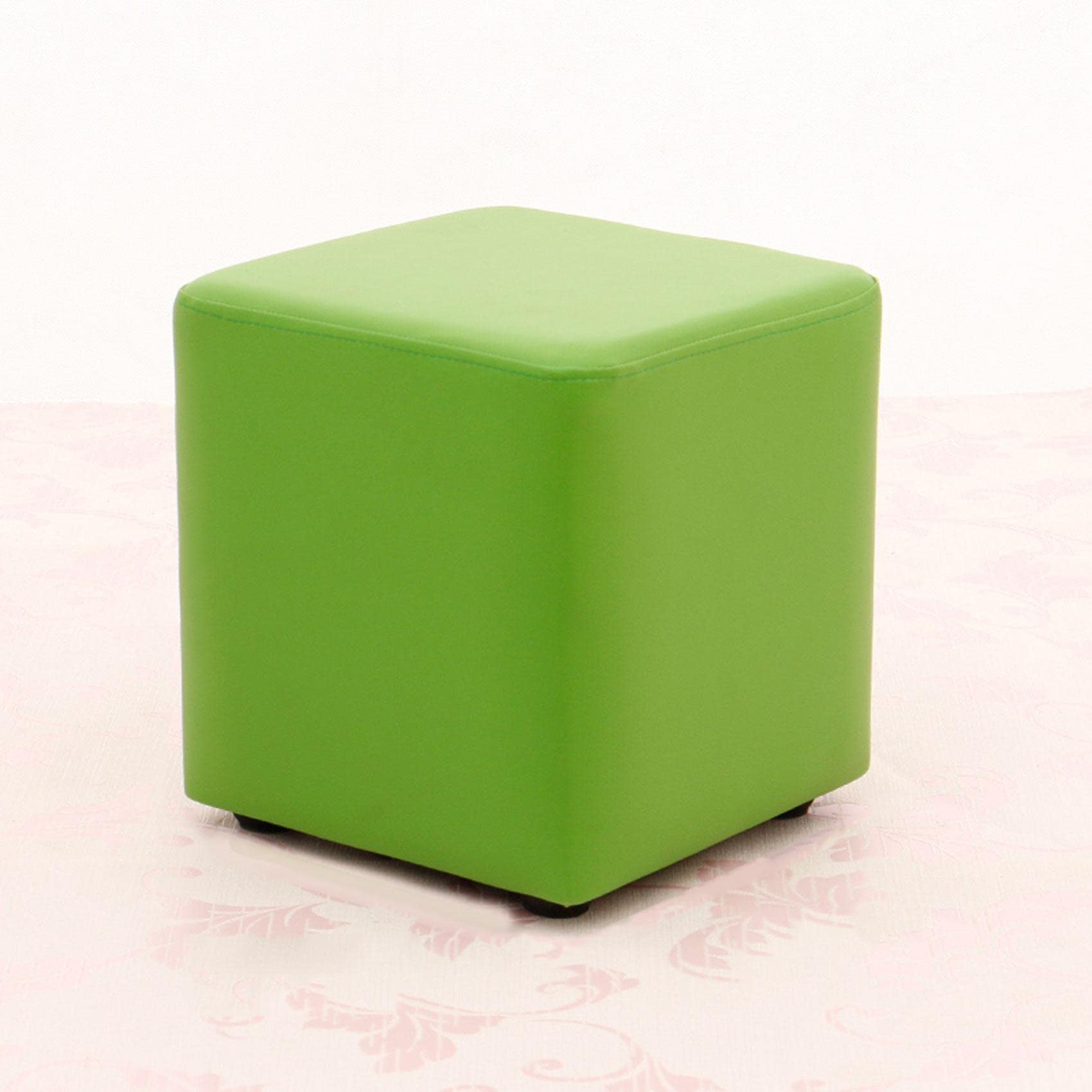 Repose-pieds en cuir PU vert au design carré et finitions soignées