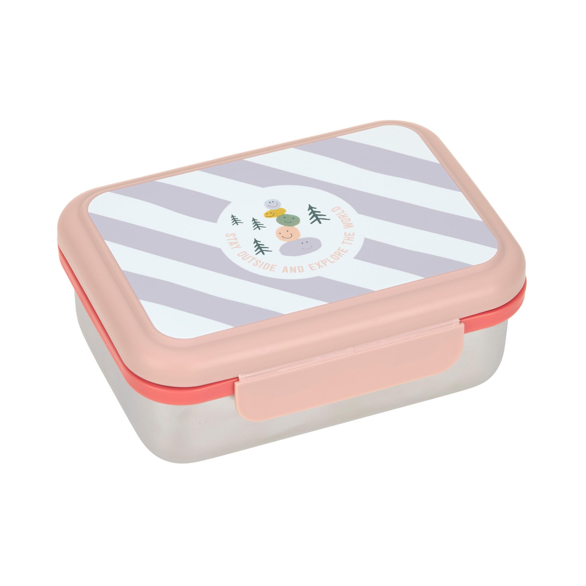 LÄSSIG Scatola per il pranzo dei bambini Scatola per il pranzo in acciaio inox Scatola per la colazione Scuola dell'infanzia sostenibile/Lunchbox Stainless Steel Sunny Explorer rose/pink