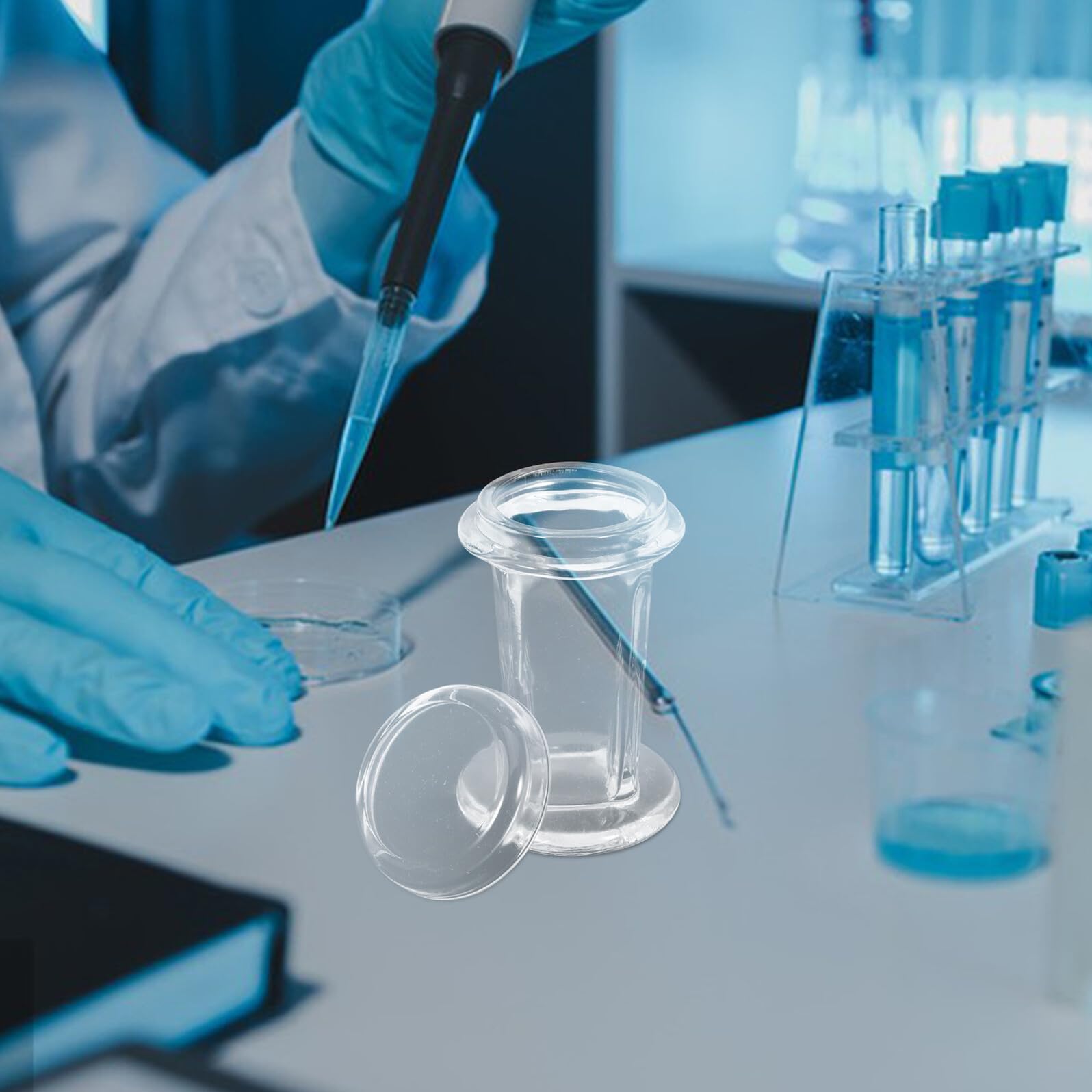Hemobllo Frascos de Vidrio Capacidad para 5 Portaobjetos para Tinción Coplin 4 Piezas con Tapa con Observación Clara y Resultados Adecuado para Aplicaciones de Tinción y Uso Escolar