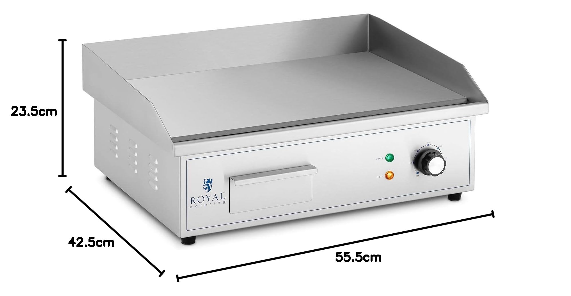 Royal Catering RCPG42-S - Piastra elettrica professionale per ristorante, 530 x 350 mm, 23000 W