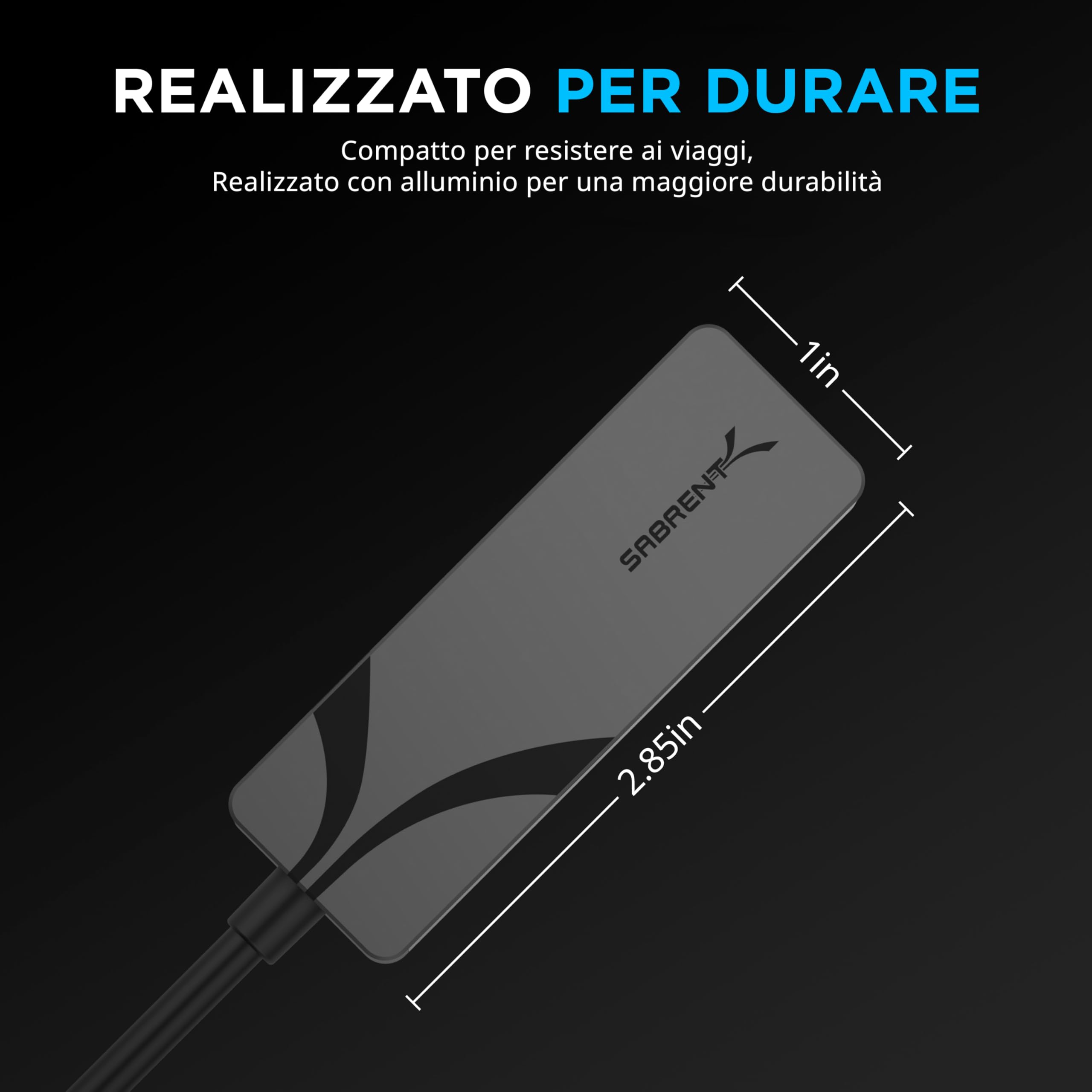 SABRENT Adattatore USB C Ethernet 2.5 Gbps | Alluminio, Portatile | Compatibile con MacBook Pro, Air, iPad Pro 2018 e Successivi, XPS | Connettività Gigabit (NT-25GA)