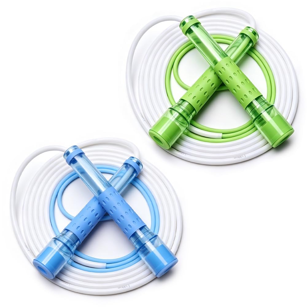 2.8M Adjustable Fitness Skipping Rope for Boys, Girls, Teens and Adults, Double Bearing Rope with Height Scale and Silicone Handles, Suitable for PE and Daily Training